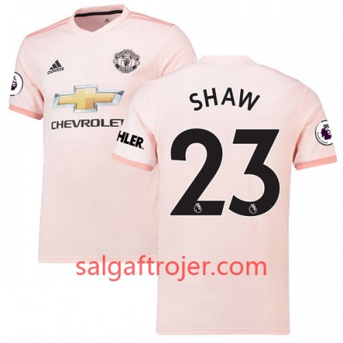 Manchester United Fodboldtrøjer Luke Shaw 23 Udebanesæt 2018/19 Kort ærmer Manchester United Fodboldtrøjer Luke Shaw 23 Udebanesæt 2018/19 Kort ærmer